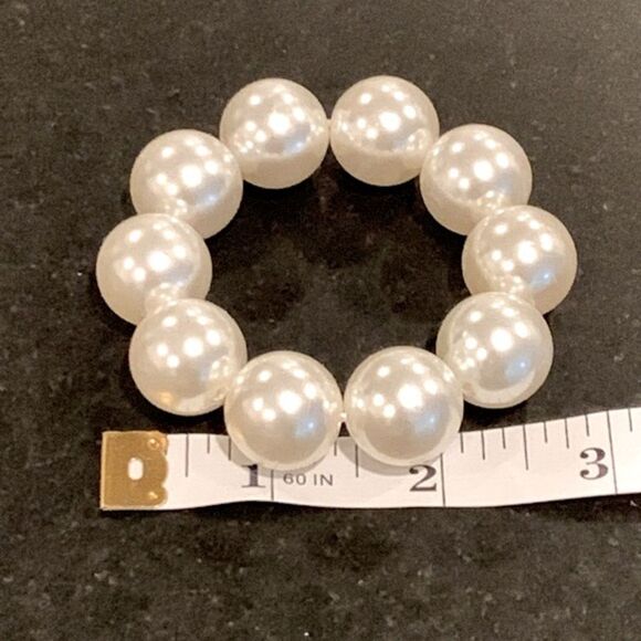 Large Faux Pearl Elastic Stretch Bracelet Glam Hair Tie for Women NEW - Picture 6 of 10